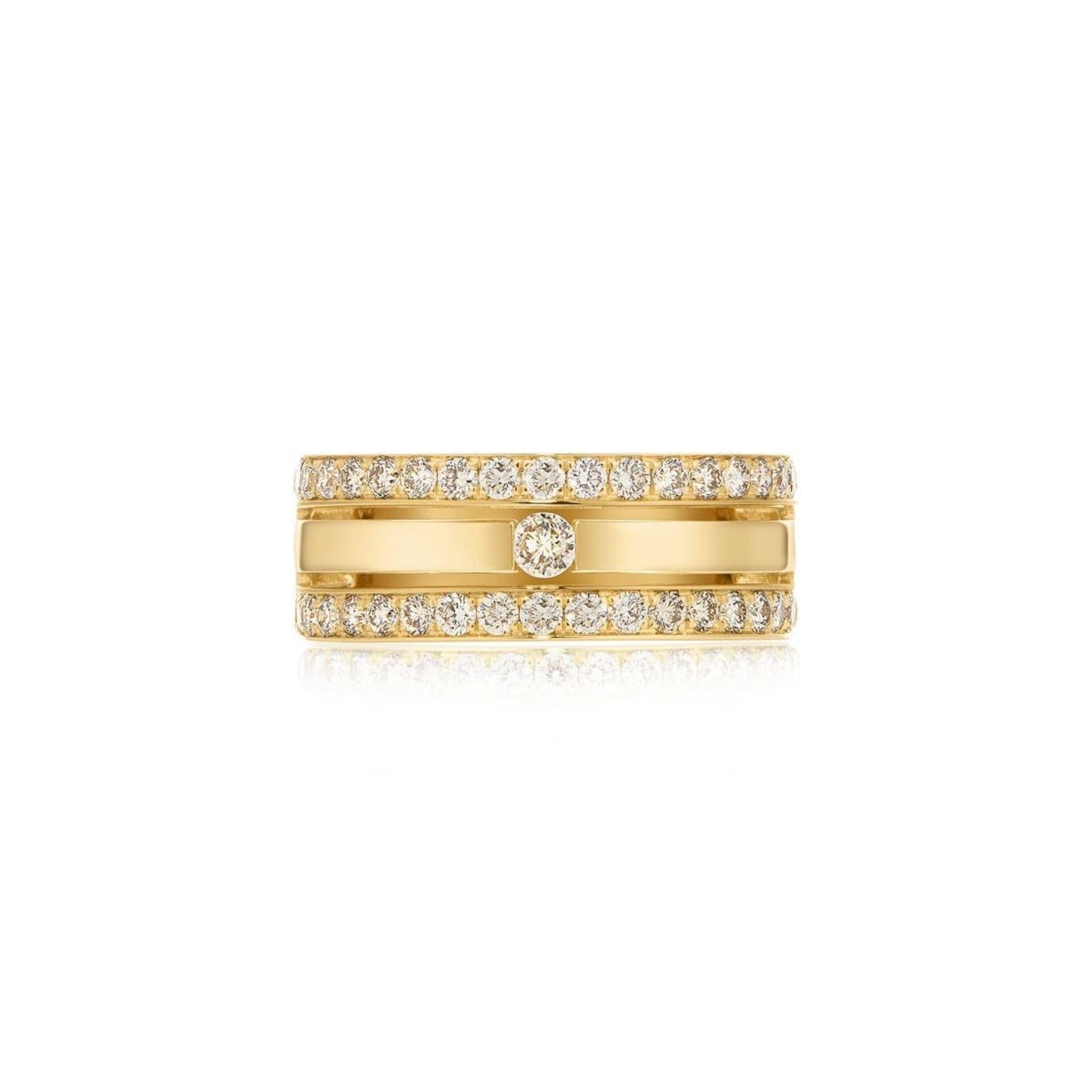 Three Row Champagne Diamond Dress Ring | 18ct Yellow Gold - Rosendorff Diamond Jewellers